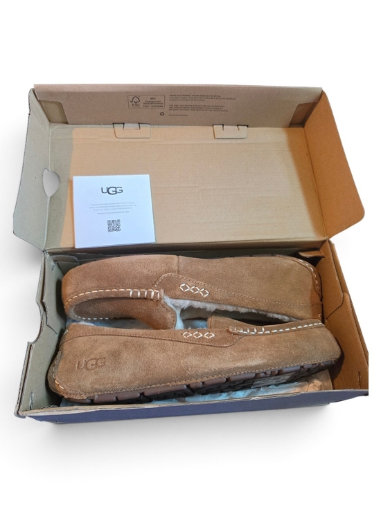 UGG Shoes - UGG Ansley Chestnut Suede Moccasin Slippers Women’s Size 10 w/ Box